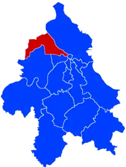 Location of Zemun within the city of Belgrade