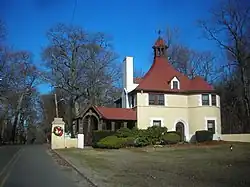 The Belle Terre Gatehouse – a beaux arts structure dating to the first decade of the 1900s.