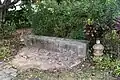 Bench and vase sculptures