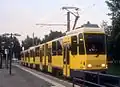 ČKD Tatra tram on service M 6 at its terminus in Berlin-Hellersdorf