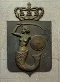 The coat of arms on display in Berlin, Germany, at the Warschauer Straße U-Bahn station