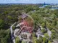 Aerial view with ferris wheel