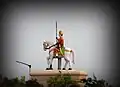 Horse-mounted statue of Ajaji at the site