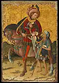 Saint Martin Sharing his Cloak (c. 15th century) by Blasco de Gañén from the Iglesia de San Martín. Now located in Museu Nacional d'Art de Catalunya, Barcelona.