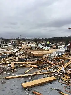 Image 10High-end EF3 damage to homes in the Creekwood subdivision in Bowling Green, Kentucky. Numerous fatalities occurred in this area. (from Tornado outbreak of December 10–11, 2021)