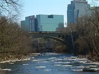 Creek, buildings