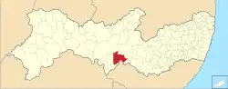Location of Inajá in Pernambuco