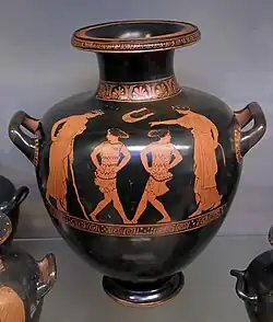 430 B.C. Girls dancing, with an instructress and a youth.