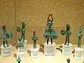Some Nuragic statuettes on display at the National Archaeological Museum of Cagliari (Sardinia)