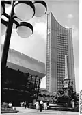 The building in 1984, with the then recently completed Gewandhaus in view.