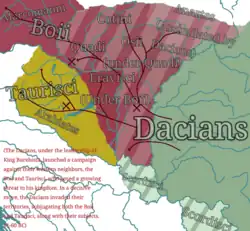 Burebista conquest of Boii and Taurisci