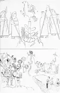 Plates 3 and 4. The founding of Tenochtitlan and Battle at Chapultepec