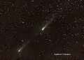 Image taken by Andrew Catsaitis of components B and C of Comet 73P/Schwassmann–Wachmann 3 as seen together on 31 May 2006