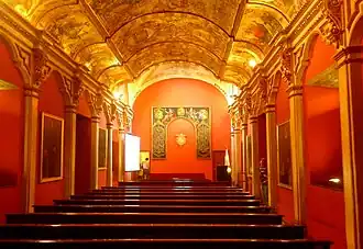 The 18th-century paintings in the ceiling of the chapel