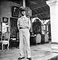 In uniform for the building of "Maskerdam" at the palace complex (1949)