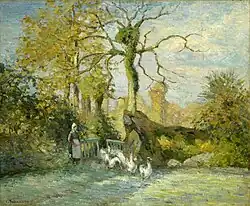 Camille Pissarro, The Goose Girl at Montfoucault (1876), 57.8 × 73&nbsp;cm