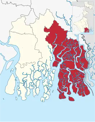 Location of Canning subdivision in South 24 Parganas district