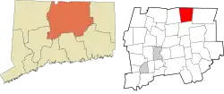 Somers' location within the Capitol Planning Region and the state of Connecticut
