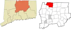 Suffield's location within the Capitol Planning Region and the state of Connecticut