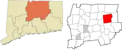Tolland's location within the Capitol Planning Region and the state of Connecticut