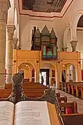 Cathedral's lectern and pipe organ.