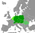 The Central European Countries according to Meyers Grosses Taschenlexikon (1999): &nbsp;&nbsp;Countries usually considered Central European &nbsp;&nbsp;Central European countries in the broader sense of the term &nbsp;&nbsp;Countries occasionally considered to be Central European