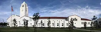 Panorama of Newport Harbor High School's new Robin-Loats Building