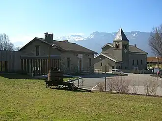The town hall and church of Champagnier