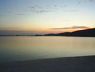 A lake at sunset