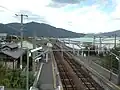 A view of the station platforms and tracks.