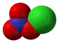 Spacefill model of chlorine nitrate