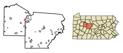 Location of Falls Creek in Jefferson County, Pennsylvania.