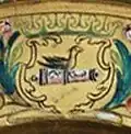 Coat of arms of the Principality of Smolensk from a plate presented by Tsaritsa Natalia Kirillovna to Tsarevich Alexei Petrovich in 1694[26]