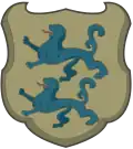 Coat of arms of the Duchy of Schleswig on the Geographia Blaviana (1659).