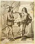 Engraved frontispiece of de la Colombière's 1639 book with all metals, colors and furs, except vert