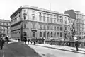 First head office building on the Nikolaifleet in Hamburg, completed in 1874 on a design by architect Martin Haller,[11] photographed in 1886