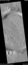 Wide-view of concentric crater fill, as seen by HiRISE. Location is the Casius quadrangle.