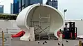 The new dome of the Makam Habib Noh, not yet assembled, is temporarily residing on the ground while renovation works are being done to the mosque and the mausoleum's base.