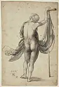 Study of a Female Nude from Behind, 1495, brush and pen on paper, 31.6&nbsp;×&nbsp;21.2&nbsp;cm, Louvre, Paris (INV 19058 R)
