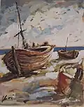 Schiff (tempera), 27.5 x 19.6in, Private Collection JR