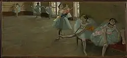 Dancers in the Classroom (1880), oil on canvas, 15 1/2 x 34 13/16 in. (39.4 x 88.4 cm), Clark Art Institute
