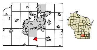 Location of Oregon in Dane County, Wisconsin.