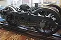 Amemiya plate-frame bogie formerly used on DeHa 101 preserved at the Tobu Museum in Tokyo