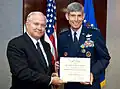 General Schwartz received The Defense Distinguished Service Medal, presents by Secretary of Defense Robert Gates at The Pentagon, 12 August 2008