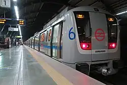 Modern train at a station