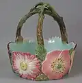 Coloured glazes majolica basket, c. 1900