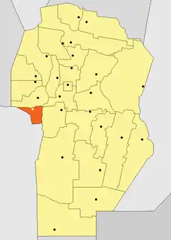 Location of San Javier Department in Córdoba Province