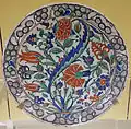 Dish with a saz leaf and flowers, c. 1575