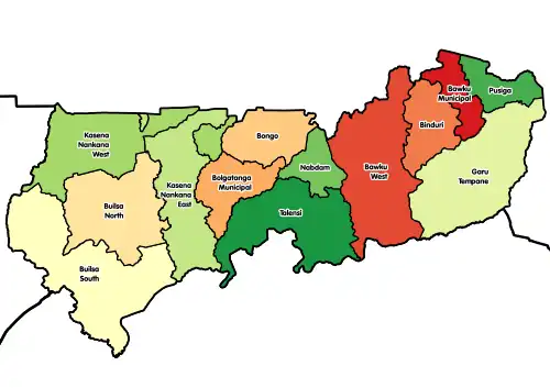 Location of Upper East Region District