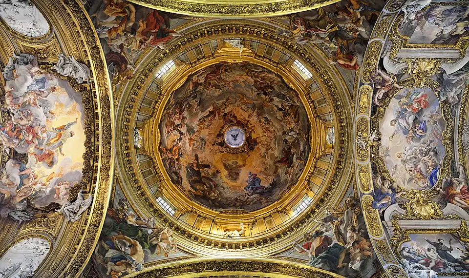 Interior view of dome of the Church of the Gesù by Giacomo Barozzi da Vignola, and Giacomo della Porta